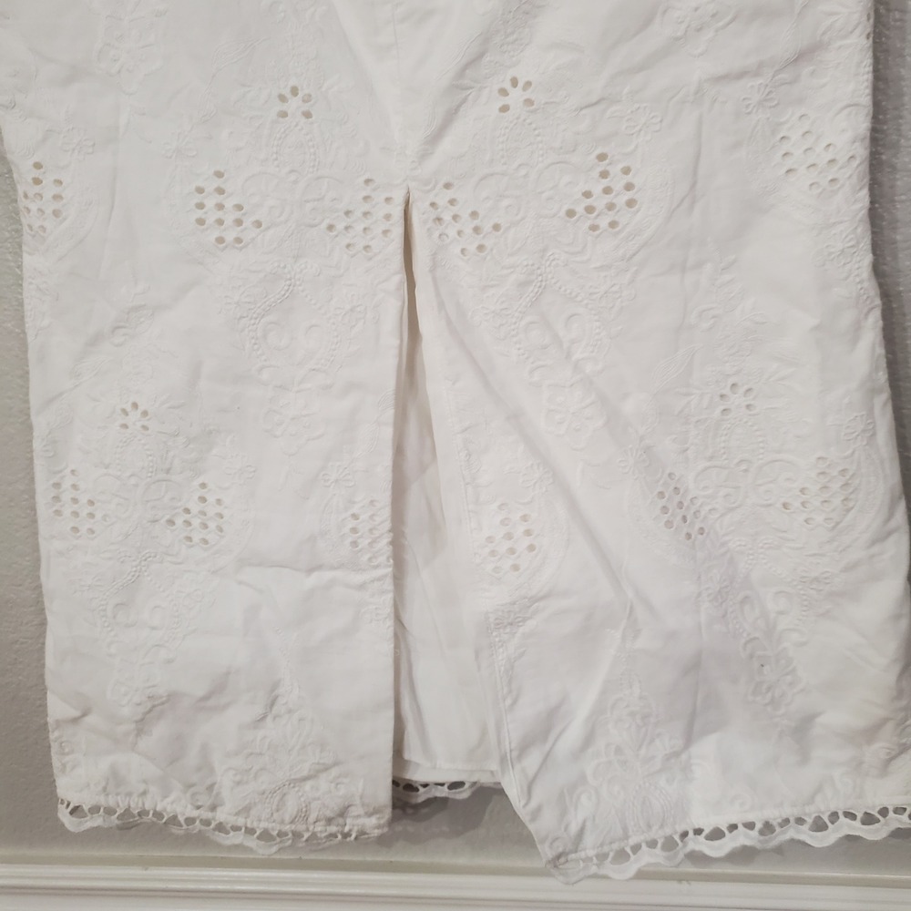 House of CB London White Eyelet Cotton Maxi Skirt Scalloped Lace Size M Boho - Picture 14 of 14